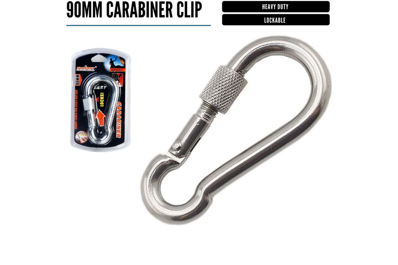 90mm Stainless Steel CARABINER Clip Hook Lockable Mountain Climbing