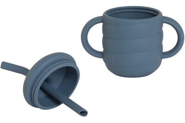 All4Ella: Silicone Sippy Cup With Straw - Slate Blue