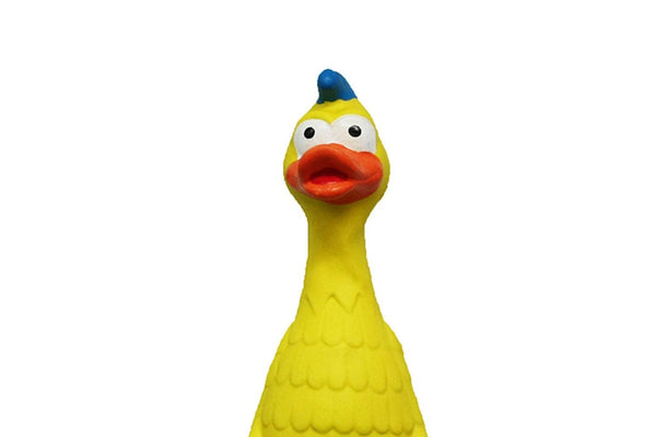 Paw Play 33cm Latex Rubber Non Toxic Duck Squeaky Puppy Dogs Play Chew Toy YEL