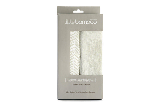 Little Bamboo: Jersey Fitted Bassinet Sheet - Herringbone Whisper (2 pk)