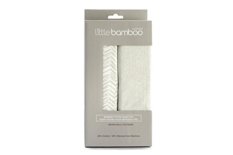 Little Bamboo: Jersey Fitted Bassinet Sheet - Herringbone Whisper (2 pk)