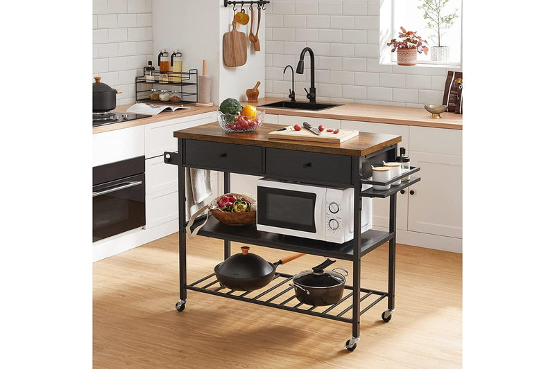 Vasagle Kitchen Island On Wheels - Rustic Brown / Black