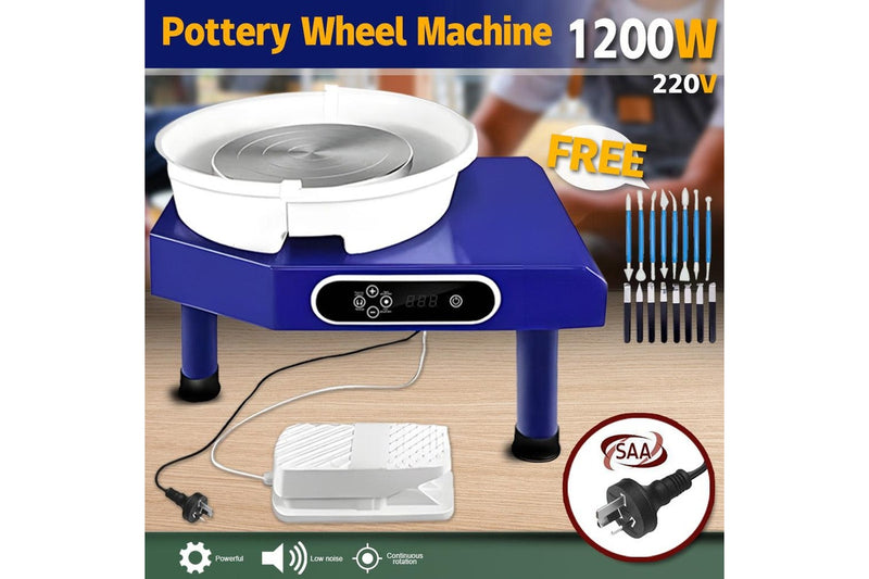 Electric Pottery Wheel Machine 1200W Power Foot Pedal Control with Detachable Basin and LCD display for Ceramics,Clay Work,Home DIY,Pottery Training