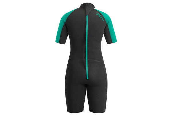 Urban Beach Womens/Ladies Sailfin Short-Sleeved Wetsuit (Black/Aquamarine) (XL)