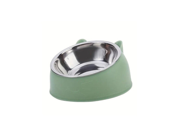 Tilted Dog Food Bowl Stainless Steel Cat Dog Feeder Green