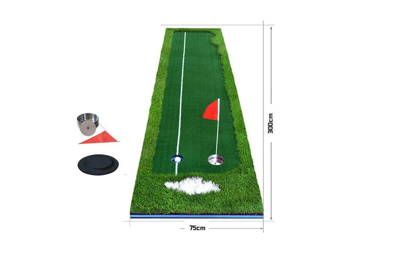 Golf Four Colour Putting Mat Push Rod Trainer - Size 75X300Cm Green