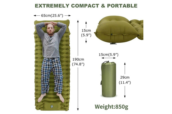 Thick Inflatable Camping Mattress With Built In Pillow And Pump