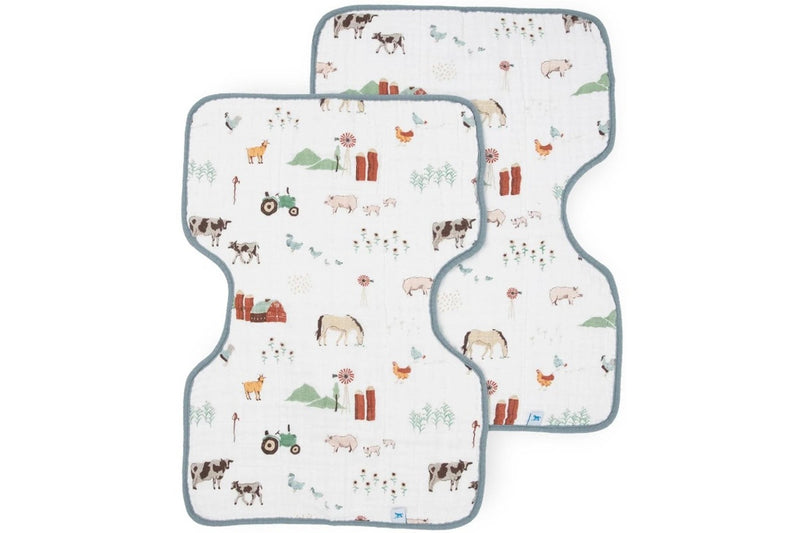 Little Unicorn: Muslin Burp Cloth Pack - Farmyard (2 Pack)