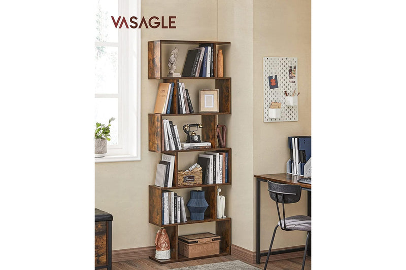 Vasagle Freestanding Decorative Wooden Bookcase - Rustic Brown