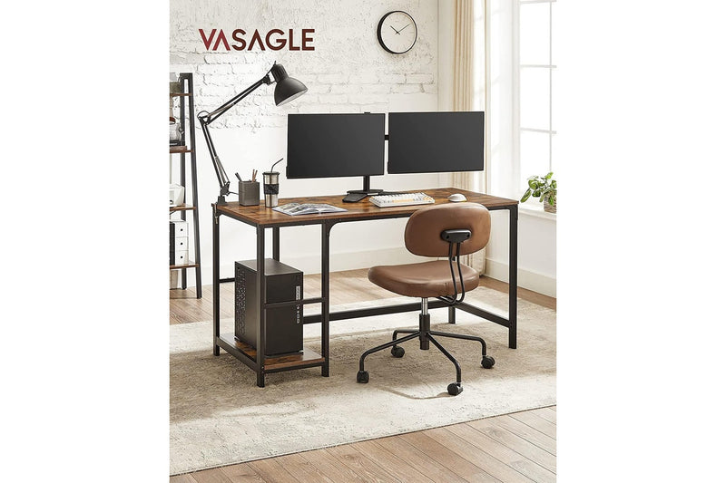 Vasagle 55" Computer Desk with 2 Shelves - Rustic Brown