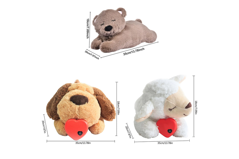 Heartbeat Dog Anxiety Relief Plush Toy Pet Comfortable Behavioral Training Play Aid Tool Soft Sleeping Buddy For Small - Bear