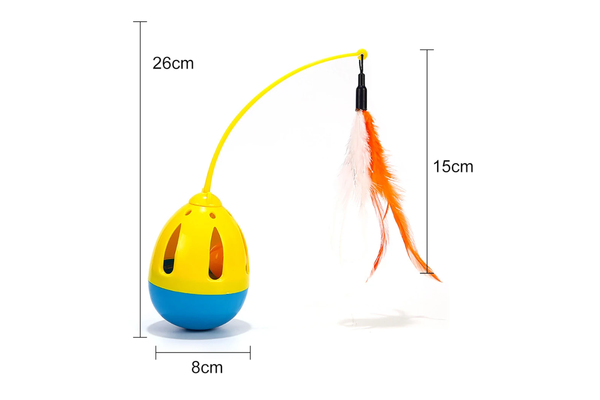 Funny Pet Interactive Tumbler Feather Cat Teaser Training Toy - Yellow - Standard