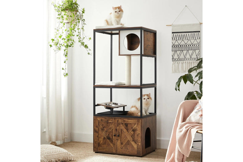 VASAGLE Feandrea Premium Large Cat Condo - Rustic Brown