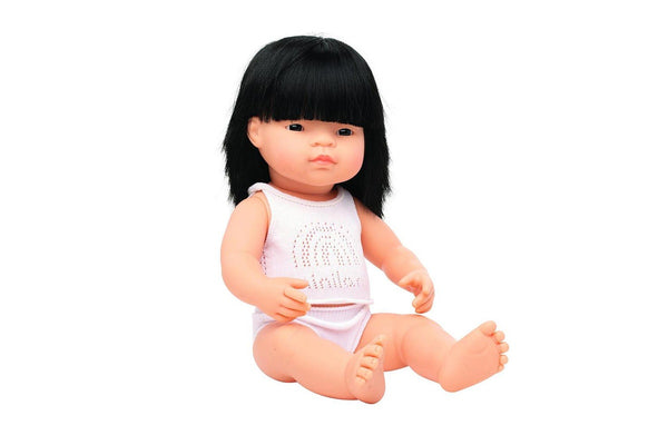 Miniland Baby Doll Asian Girl 38cm Lifelike Realistic Kids Pretend Play Toy 10m+