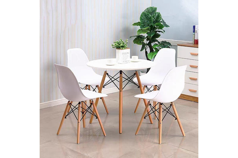 Fraser Country Set of 4 Modern Dining Chair with Beech Wooden Legs - White