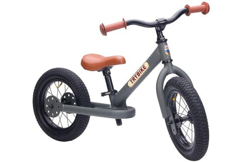 Trybike: 2-In-1 Steel Balance Bike - (Matte Grey/Brown)