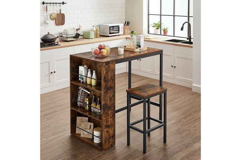 Vasagle : Bar Table With Storage Shelf - Rustic Brown