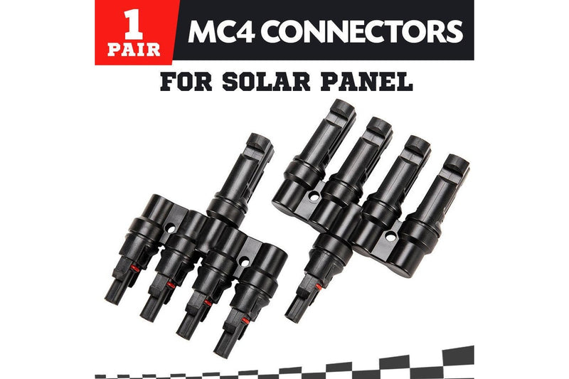 1 Pair MC4 4 to 1 T-Branch M/F Connectors for Solar Panel Cable Combiner IP67 PV