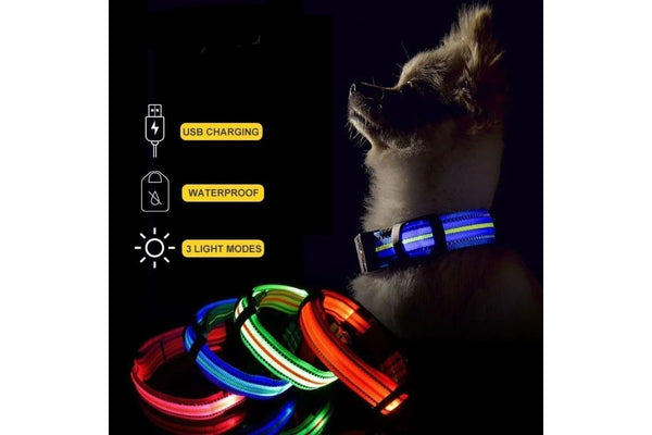 Durable Comfortable Usb Rechargeable Waterproof Glowing Led Pet Collar For Small Big Dogs