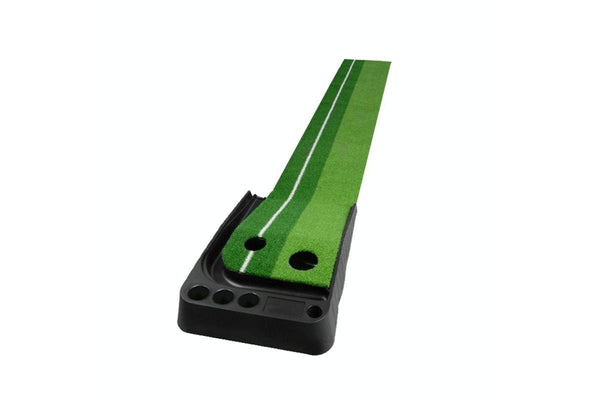 Golf Putting Mat Push Rod Trainer 2.5M With Three Soft Balls & Three Bicolor Balls Without Auto Ball Return Fairway Green