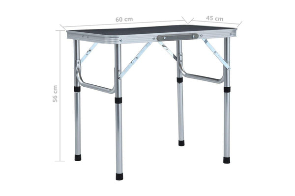 Folding Camping Table Grey Aluminium 60x45 Cm Anonb