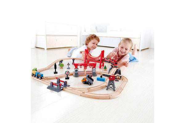 Hape Busy City Rail Train Set Vehicle Pretend Play Kids Toddler Activity Toy 3+