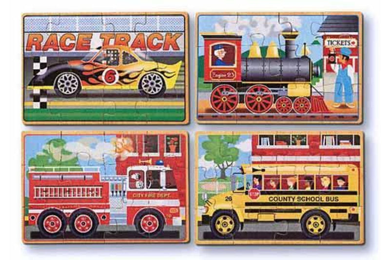 Melissa & Doug: Wooden Jigsaw Puzzles in a Box - Vehicles