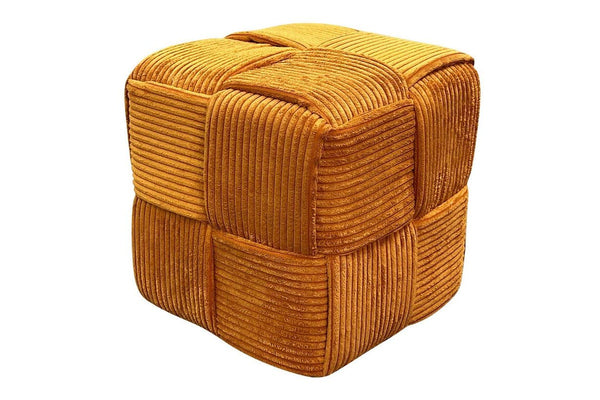 Fraser Country Modern Boucle Cube Ottoman - Yellow Brown