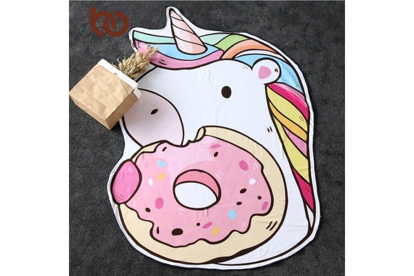 Unicorn Rainbow Donut Large Beach Microfiber Round Beach Towel For Kids