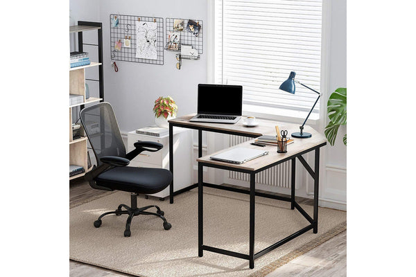 Vasagle L-Shaped Computer Desk - Greige + Black