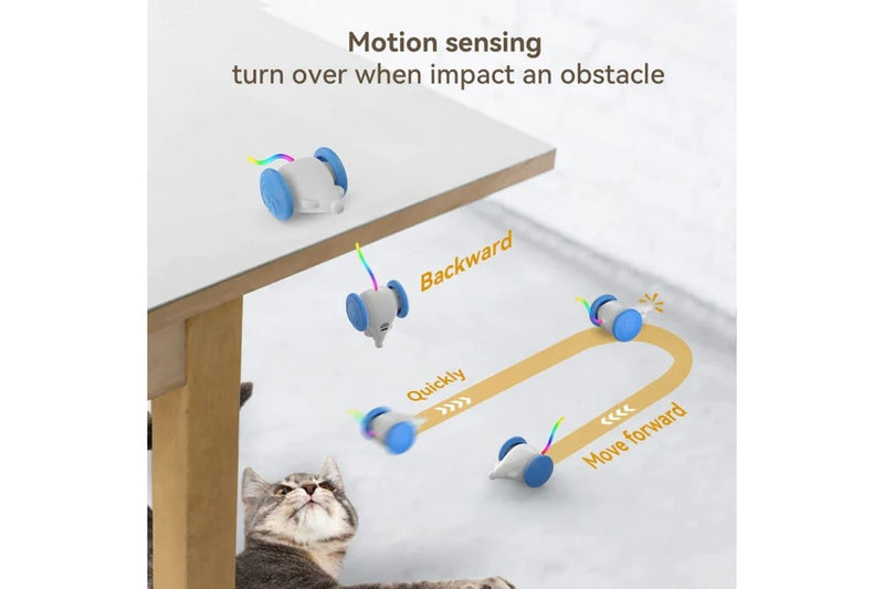 Interactive Cat Toy Usb Rechargeable With Squeaking Sound And Led Flashing Tail