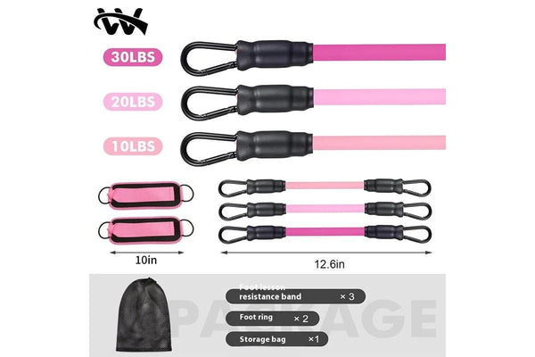 Resistance Bands Set With Ankle Straps, Glutes Workout,Butt Exercise Equipment For Women Legs And Home Fitnessgym - Pink