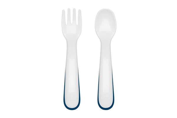 OXO Tot: On The Go Plastic Fork & Spoon Set - Navy