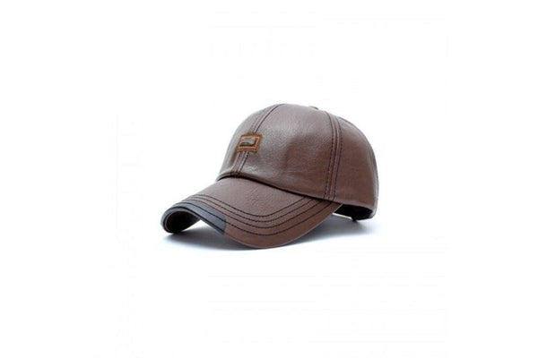 Autumn And Winter Baseball Cap Leather Fashion Adjustable For 56 59Cm Coffee - Standard