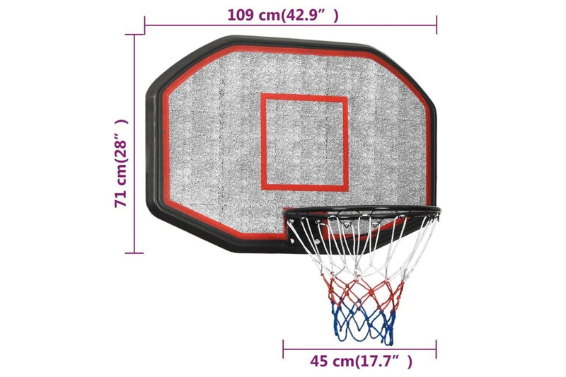 Basketball Backboard Black 109x71x3 Cm Polyethene Ktllp