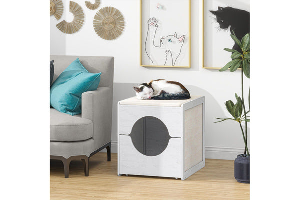 Zoomies Pull-Out Cat Litter Box Enclosure - White