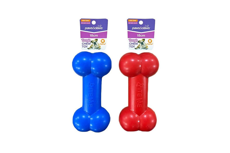 3x Paws & Claws 18cm Super Tuff Bone TPR Pet Dog Toy Interactive Fun Play Assort