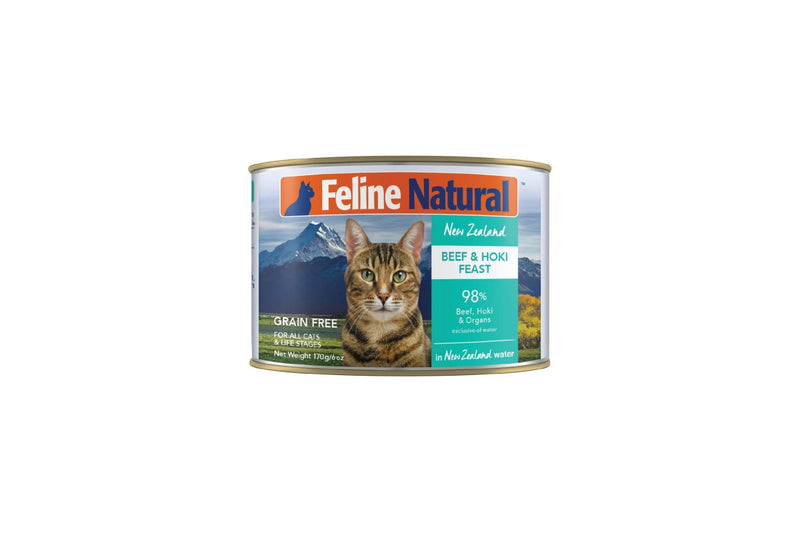 Feline Natural: Canned Cat Food, Beef & Hoki 170g (12 pack)