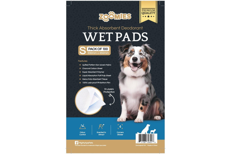 Zoomies Thick Absorbent Deodorant Pet Dog Wet Pads - Small (Pack of 100)