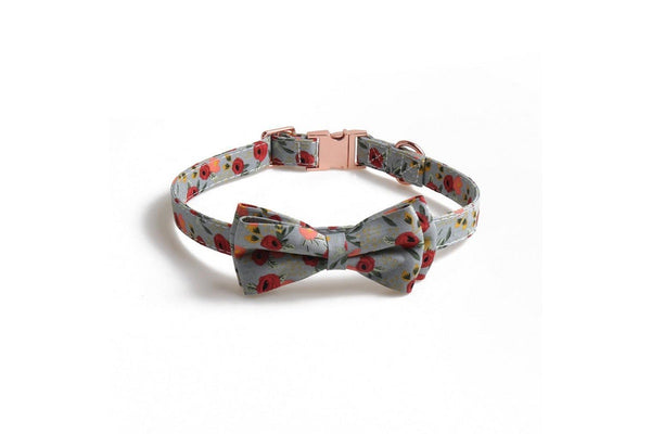 Green Pet Collar with Bow Tie Adjustable Dogs Cats Collar