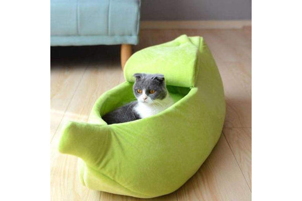 Cute Banana Shape Pet Bed Dog Cat Sleeping Nest - Green - S