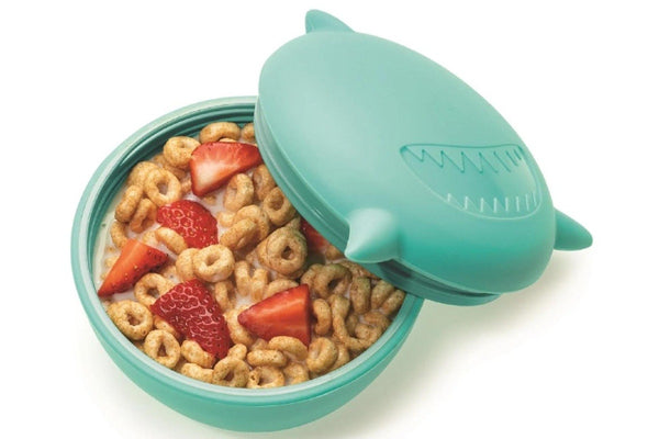 Melii: Silicone Animal Bowl with Lid & Utensils - Shark