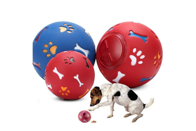 2 Sets of Interactive Pet Ball Boredom Buster Treat Dog Toy Red - L