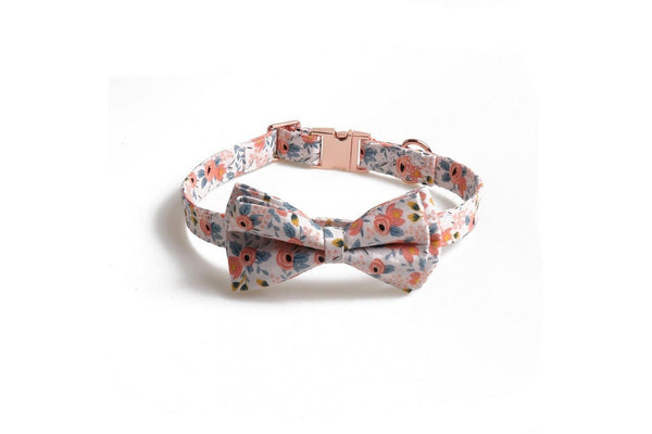 Orange Pet Collar with Bow Tie Adjustable Dogs Cats Collar