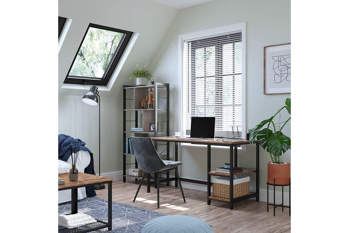 Vasagle 47" Computer Desk with 2 Shelves - Rustic Brown