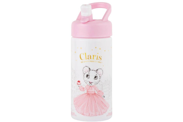 Claris: Pink Drink Bottle with Straw (410ml)