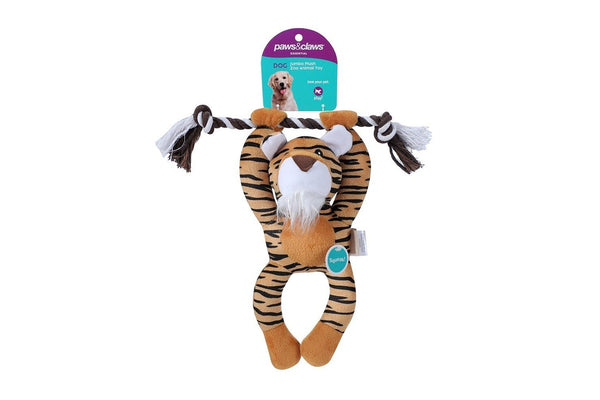 2x Paws & Claws Jumbo Plush Zoo Animal Pet Dog Interactive Toy Asstd 30x25cm