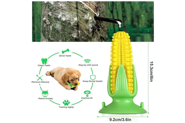 Durable Rubber Squeaker Corn Shaped Dog Chew Toy Teething Stick Calm Anxiety