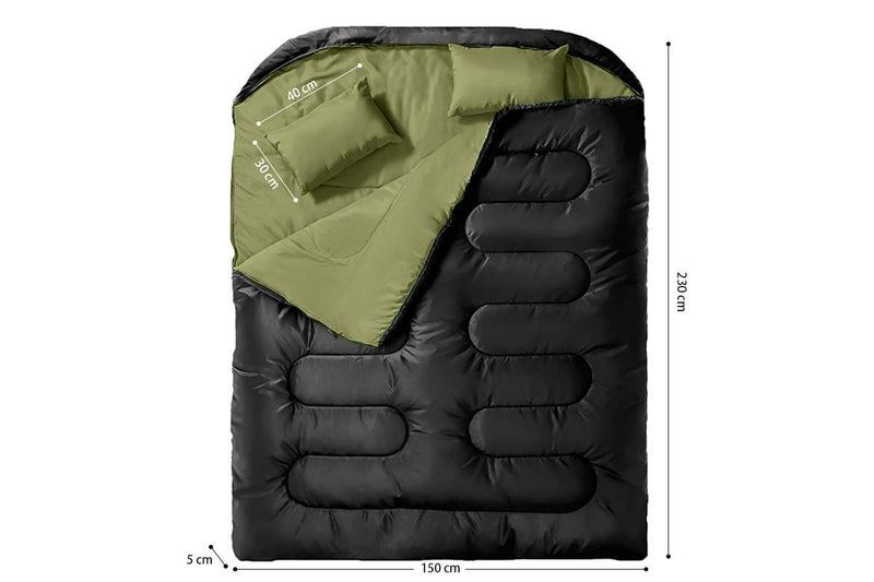 HYPERANGER Double Sleeping Bag with Pillow - Green