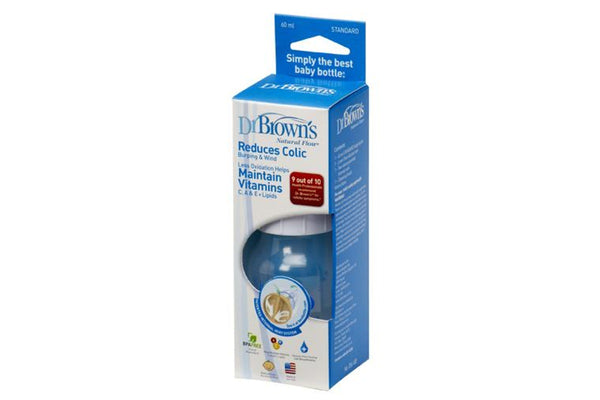 Dr Brown's 60ml Feeding Bottle with Level One Teat - Narrow Neck - Single